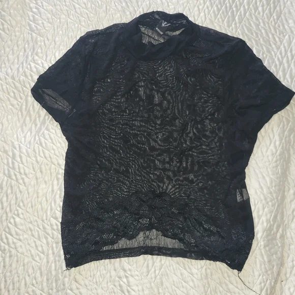 Windsor Sheer Lace Mock Neck Crop Top Romantic Goth Y2K Aesthetic S - Picture 4 of 4